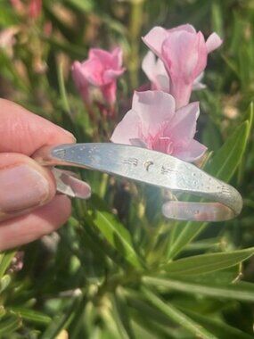 STERLING SILVER Tribal Crescent Moon Stamped Cuff BRACELET